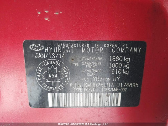 KMHD25LH7EU174895 Hyundai Elantra Gt Gl