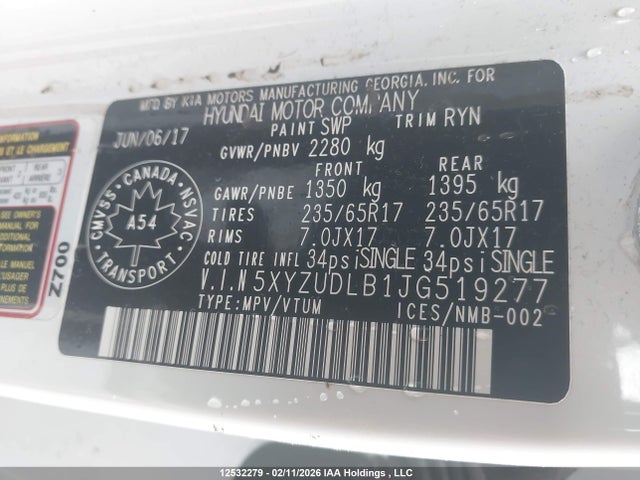 5XYZUDLB1JG519277 Hyundai Santa Fe Sport 2.4 Premium