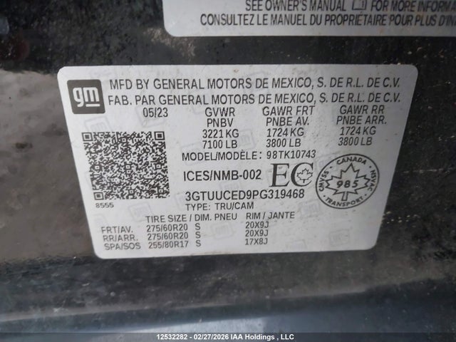 3GTUUCED9PG319468 GMC Sierra K1500 Elevation