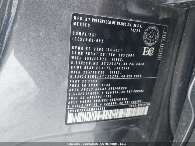 12532286 :رقم المزاد ، 3VV4B7AXXRM034832 vin ، 2024 Volkswagen Tiguan Sel R-line Black مزاد بيع