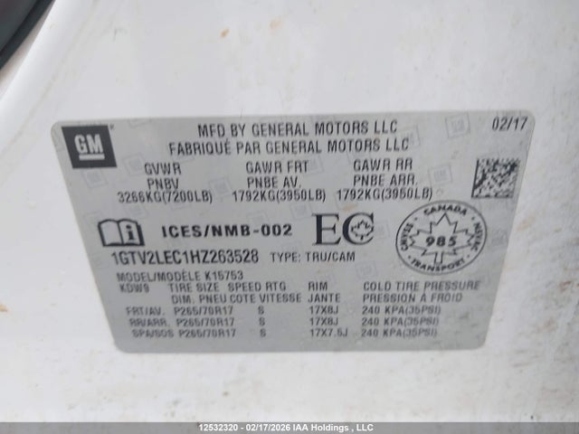 1GTV2LEC1HZ263528 GMC SIERRA 1500
