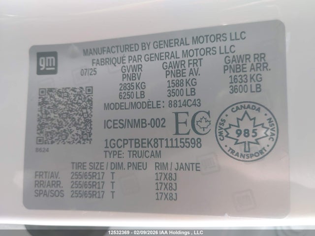 1GCPTBEK8T1115598 Chevrolet Colorado