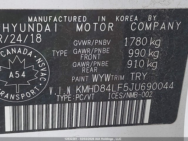 KMHD84LF5JU690044 Hyundai Elantra Sel/value/limited