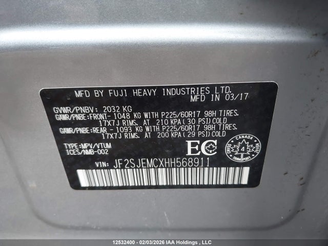 JF2SJEMCXHH568911 Subaru Forester 2.5i Touring