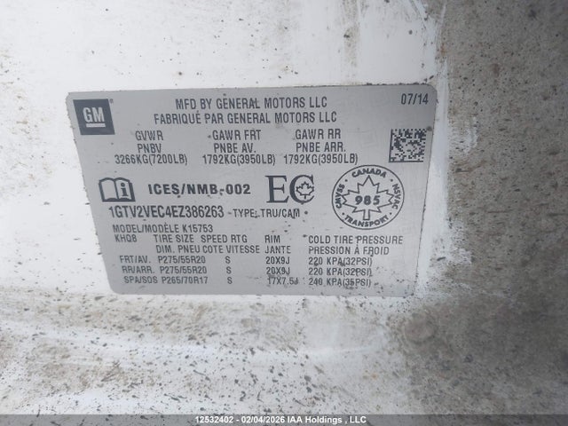 1GTV2VEC4EZ386263 GMC SIERRA 1500