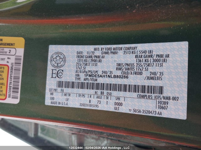 1FMDE5AH1NLB80286 Ford Bronco Big Bend