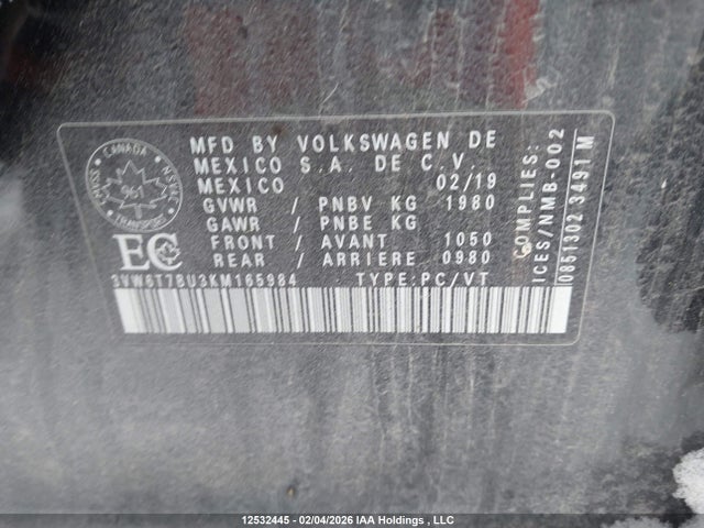 3VW6T7BU3KM165984 Volkswagen Jetta Gli 35th Edition
