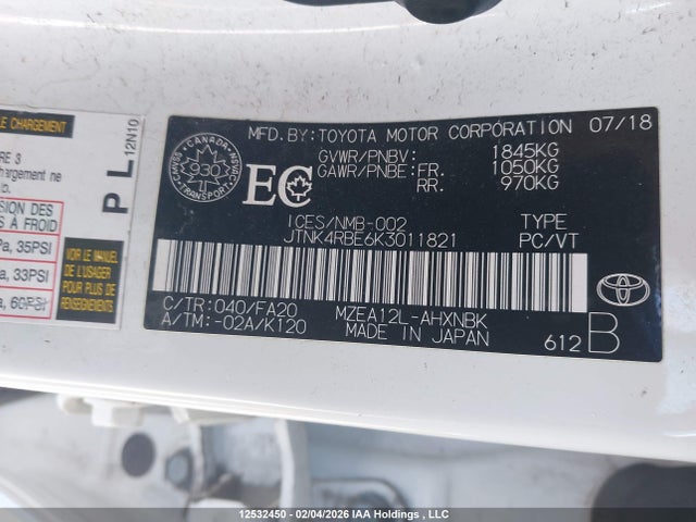 JTNK4RBE6K3011821 Toyota Corolla