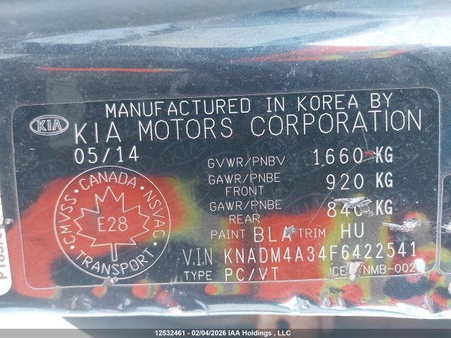 12532461 :رقم المزاد ، KNADM4A34F6422541 vin ، 2015 Kia Rio مزاد بيع