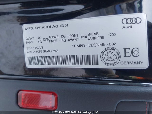 2024 Audi S5 Sportback მანქანა იყიდება აუქციონზე, vin: WAUA4CF50RA085245, აუქციონის ნომერი: 12532466