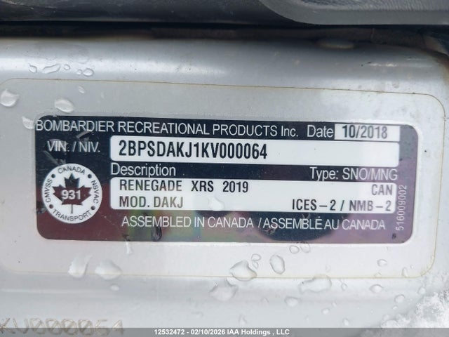 Skidoo Renegade 2019 2BPSDAKJ1KV000064 Image 9