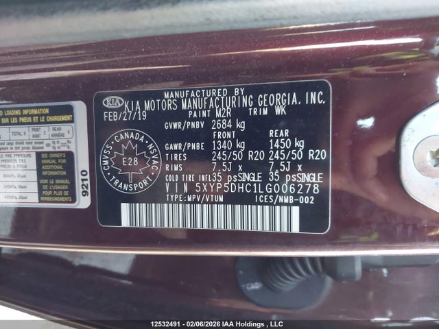 5XYP5DHC1LG006278 KIA Telluride Sx