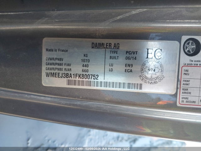 WMEEJ3BA1FK800752 Smart Fortwo Pure/passion
