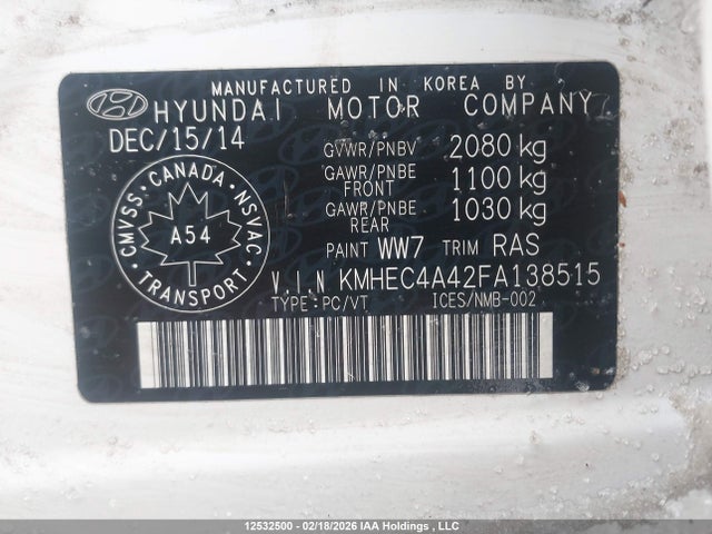 Aukcja sprzedaży 2015 Hyundai Sonata Hybrid Limited, vin: KMHEC4A42FA138515, numer aukcji: 12532500
