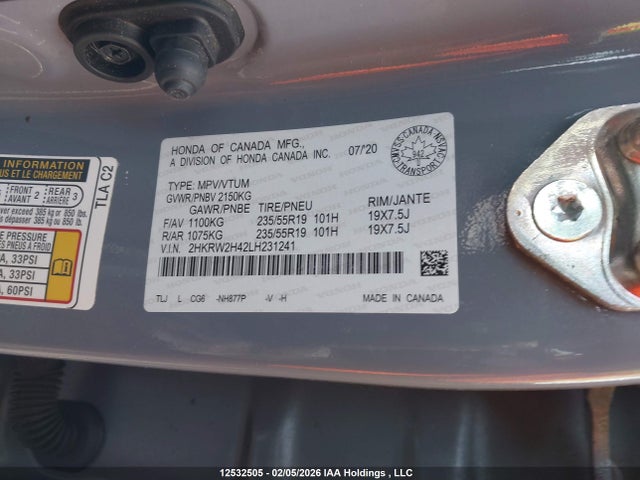 2HKRW2H42LH231241 Honda Cr-v Sport