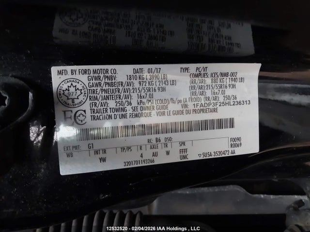 1FADP3F25HL236313 Ford Focus
