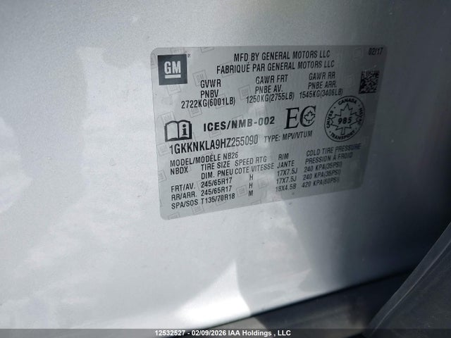 1GKKNKLA9HZ255090 GMC Acadia Sle-1