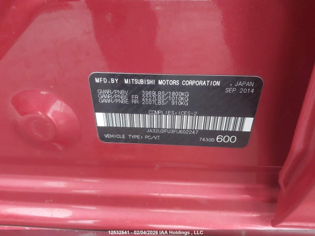 Mitsubishi Lancer Gt/se 2015 JA32U2FU3FU602247 Image 9