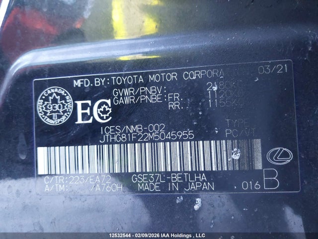 Lexus Is 300 300 2021 JTHG81F22M5045955 Image 9