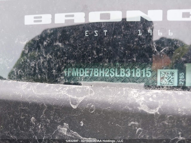 2025 Ford Bronco Big Bend მანქანა იყიდება აუქციონზე, vin: 1FMDE7BH2SLB31815, აუქციონის ნომერი: 12532597