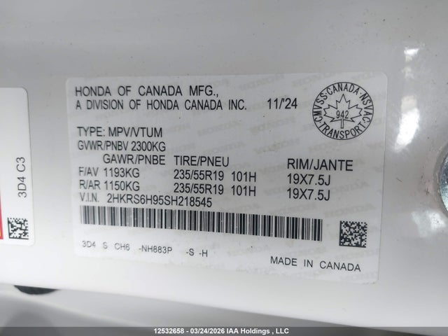 2HKRS6H95SH218545 Honda Cr-v Sport Touring