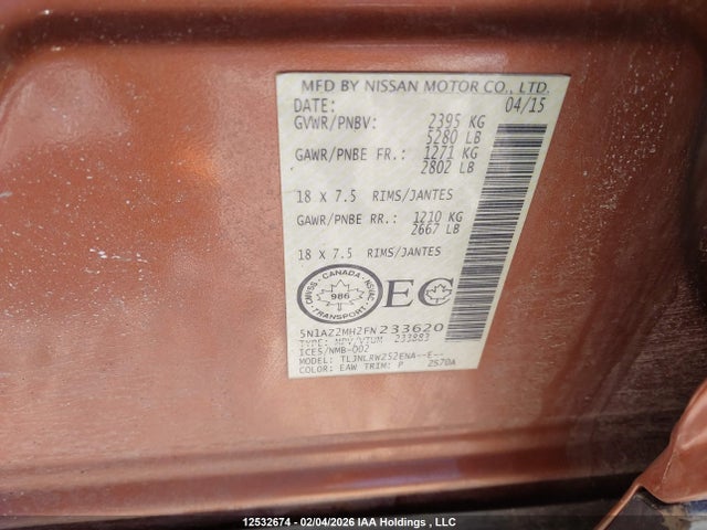 5N1AZ2MH2FN233620 Nissan Murano