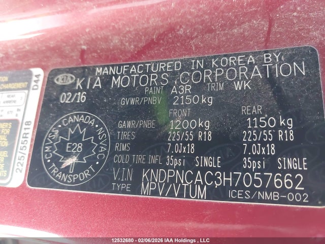KNDPNCAC3H7057662 KIA Sportage Ex/ex Premium/ex Tech