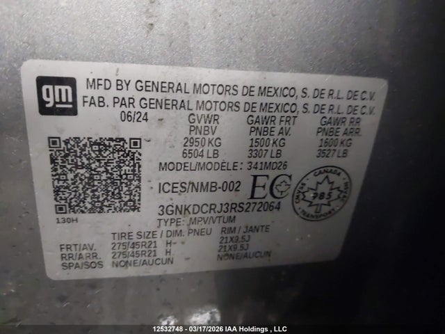 Aukcja sprzedaży 2024 Chevrolet Blazer Rs, vin: 3GNKDCRJ3RS272064, numer aukcji: 12532748