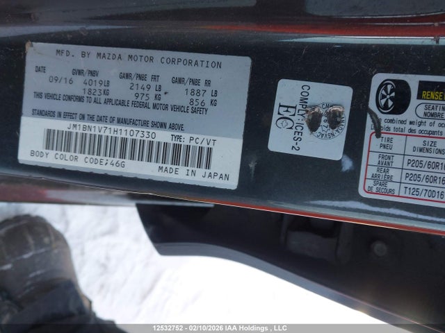 JM1BN1V71H1107330 Mazda Mazda3 Gs