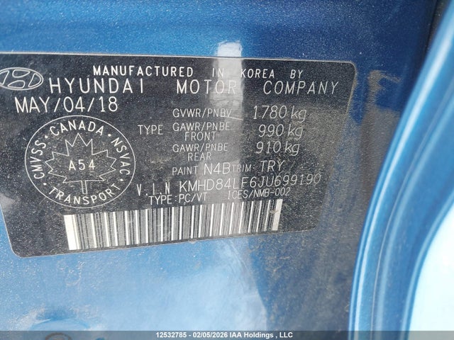 KMHD84LF6JU699190 Hyundai ELANTRA GL