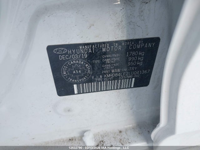 12532790 :رقم المزاد ، KMHD84LF2LU041367 vin ، 2020 Hyundai Elantra مزاد بيع