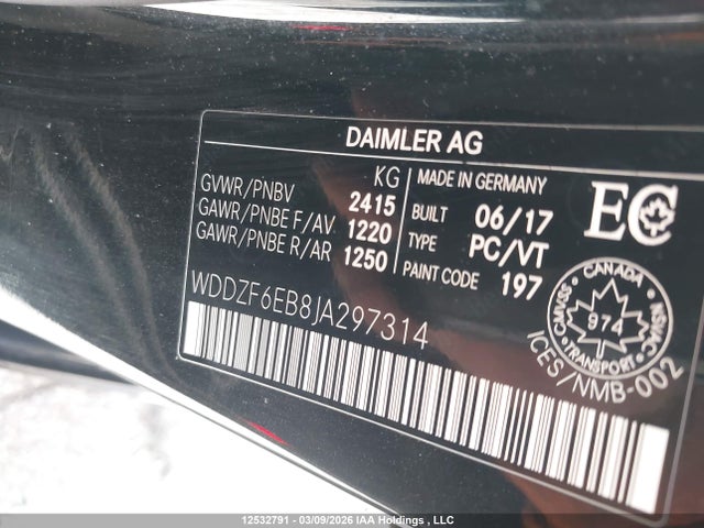 12532791 :رقم المزاد ، WDDZF6EB8JA297314 vin ، 2018 Mercedes-benz Amg E 43 4matic مزاد بيع