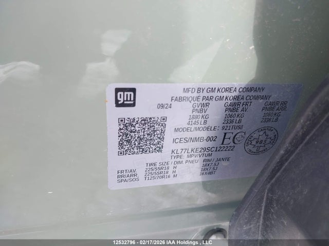 KL77LKE29SC122222 Chevrolet Trax