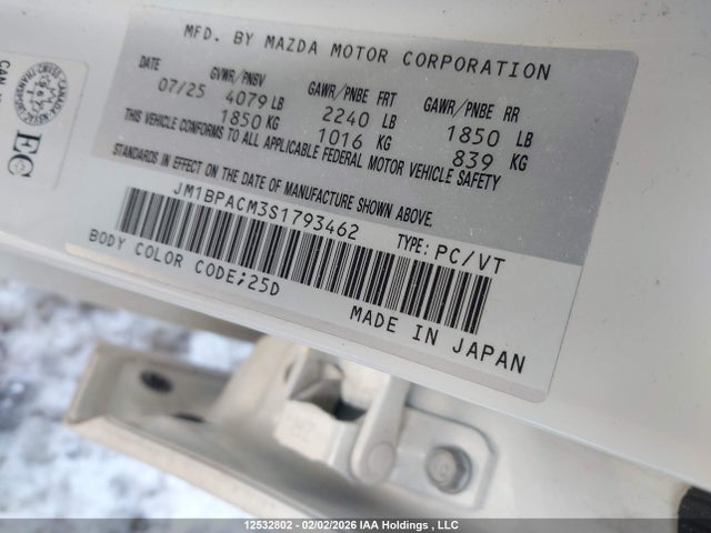 JM1BPACM3S1793462 Mazda 3 Preferred