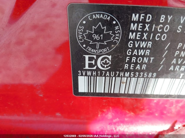 3VWH17AU7HM533589 Volkswagen Golf