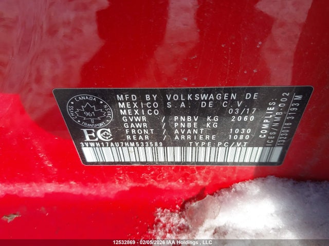 3VWH17AU7HM533589 Volkswagen Golf