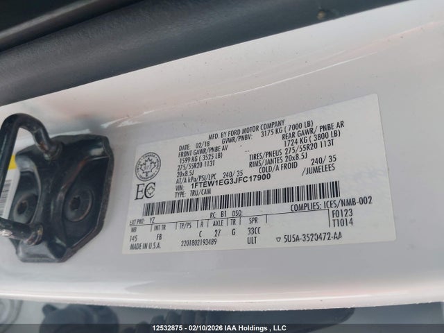 Aukcja sprzedaży 2018 Ford F150 Supercrew, vin: 1FTEW1EG3JFC17900, numer aukcji: 12532875