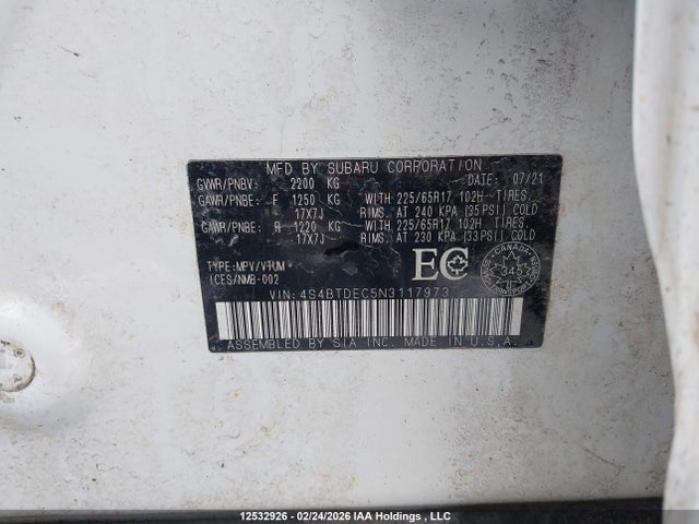 4S4BTDEC5N3117973 Subaru Outback Touring