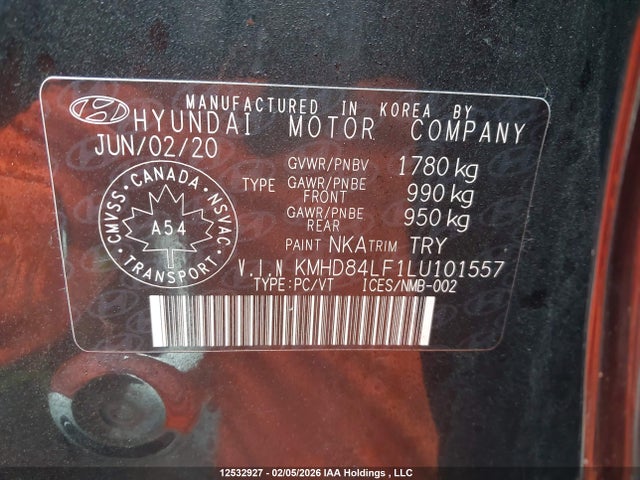 KMHD84LF1LU101557 Hyundai Elantra