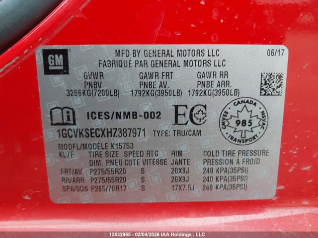 1GCVKSECXHZ387971 Chevrolet Silverado 1500 2lz