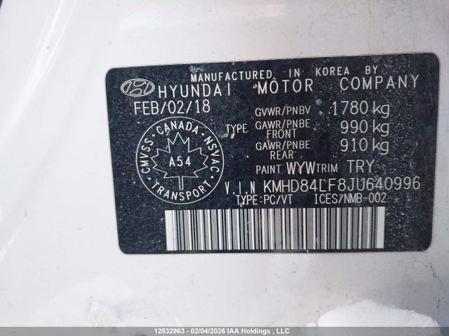 Продажа на аукционе авто 2018 Hyundai Elantra, vin: KMHD84LF8JU640996, номер лота: 12532963