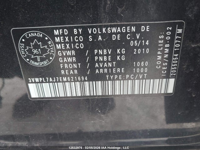3VWPL7AJ7EM621694 Volkswagen JETTA TDI