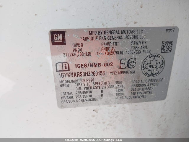 1GYKNARS0HZ269153 Cadillac XT5