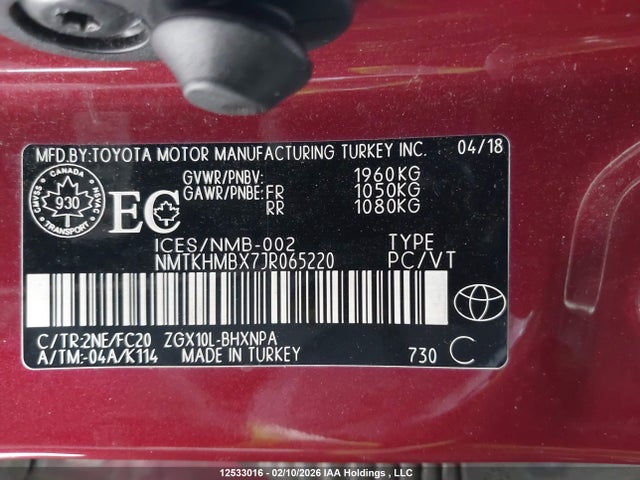 Aukcja sprzedaży 2018 Toyota C-hr, vin: NMTKHMBX7JR065220, numer aukcji: 12533016