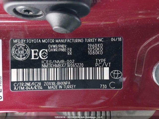 Aukcja sprzedaży 2018 Toyota C-hr, vin: NMTKHMBX7JR065220, numer aukcji: 12533016
