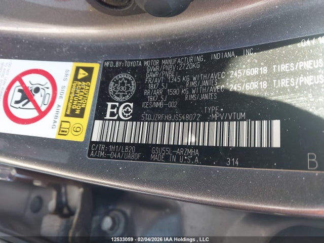5TDJZRFH9JS548072 Toyota Highlander Se/xle