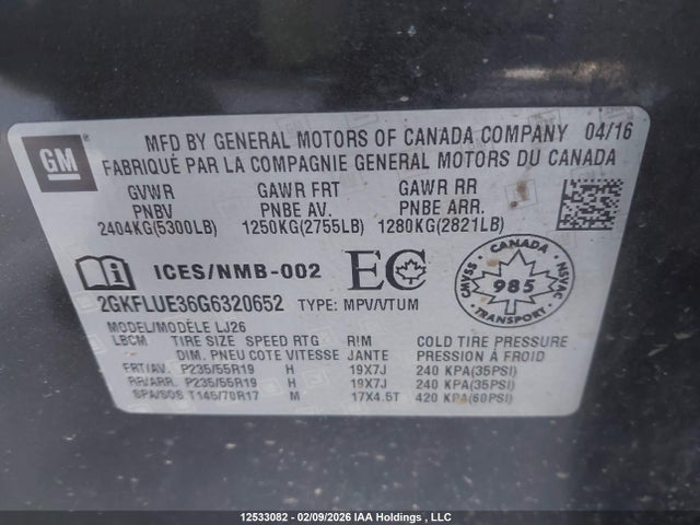 2GKFLUE36G6320652 GMC Terrain Slt