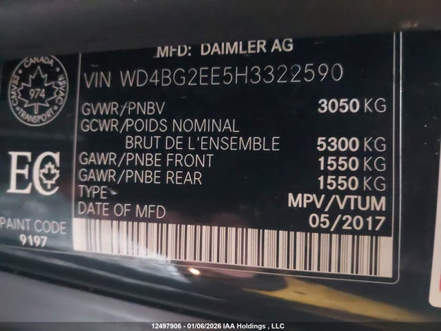Mercedes-Benz Metris 2017 WD4BG2EE5H3322590 Image 9