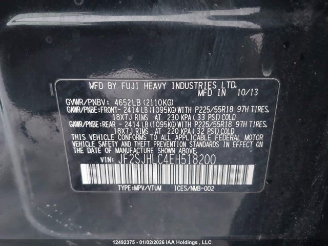 JF2SJHLC4EH518200 Subaru Forester 2.0xt Touring