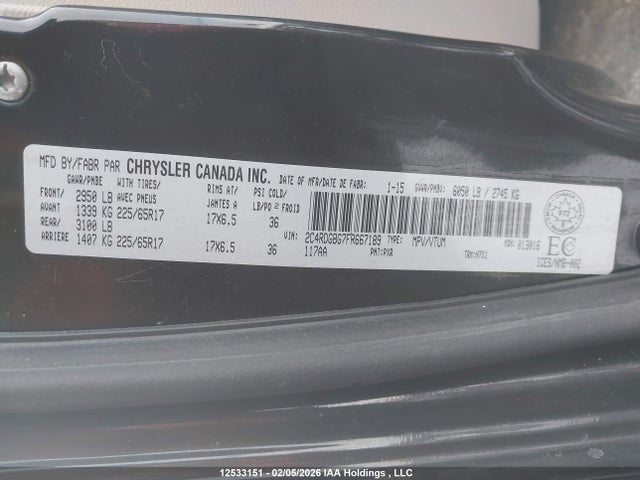 2C4RDGBG7FR667189 Dodge Grand Caravan Se/sxt